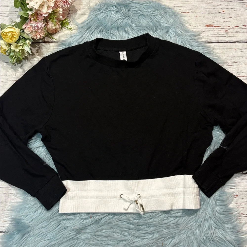 Varley Arden Black White Drawstring Sweatshirt